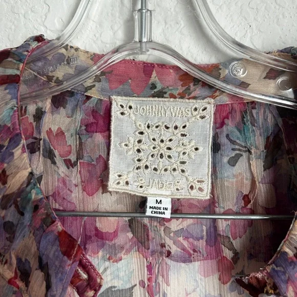 Johnny Was Silk Floral CORA RUFFLE BLOUSE - Picture 8 of 12